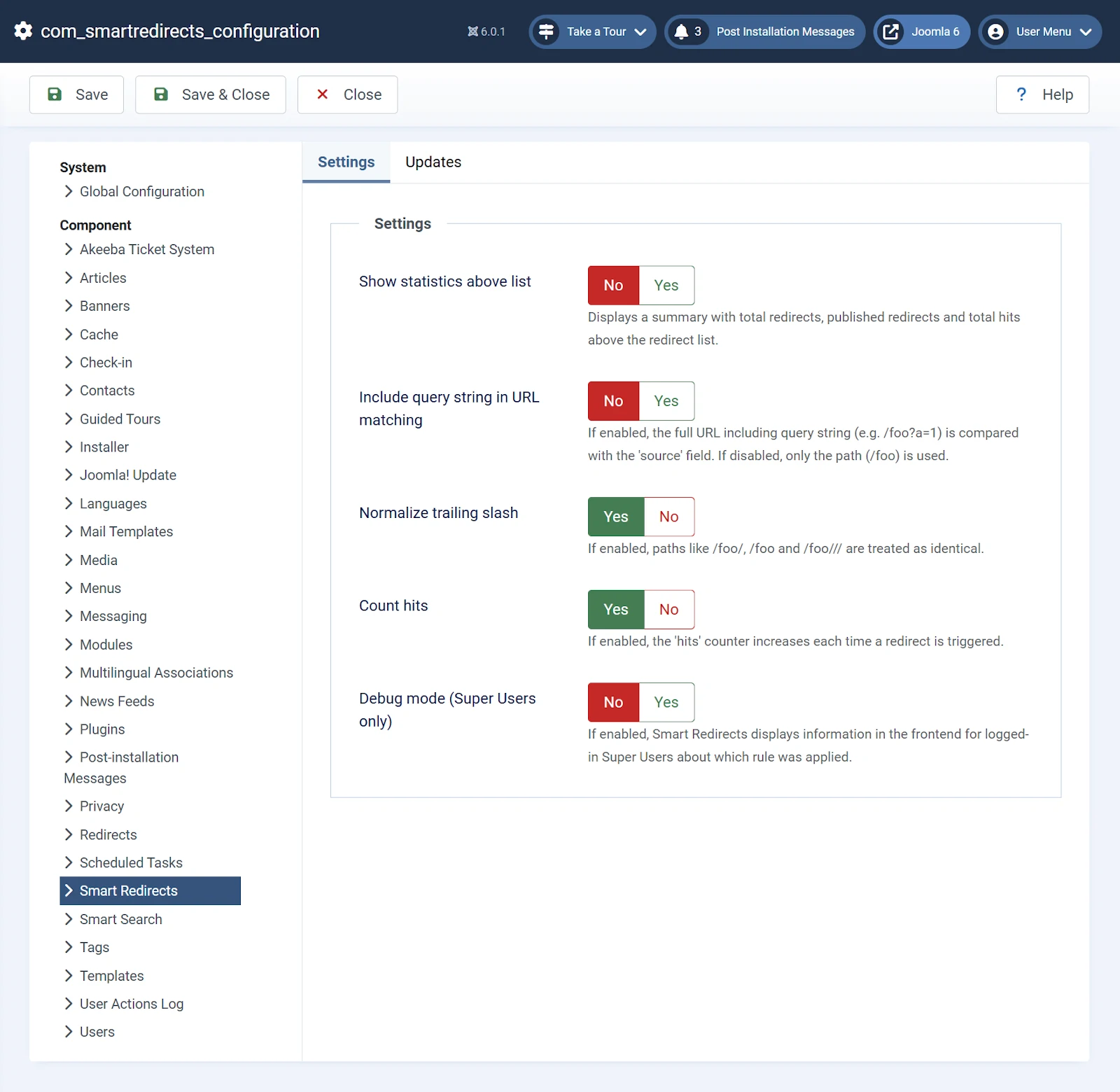 Smart Redirects configuration