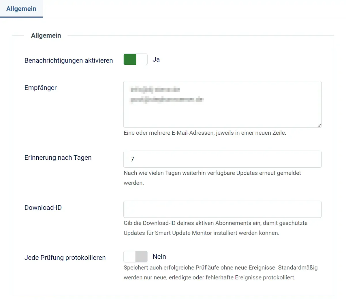 Einstellungen für E-Mail-Benachrichtigungen und Erinnerungen