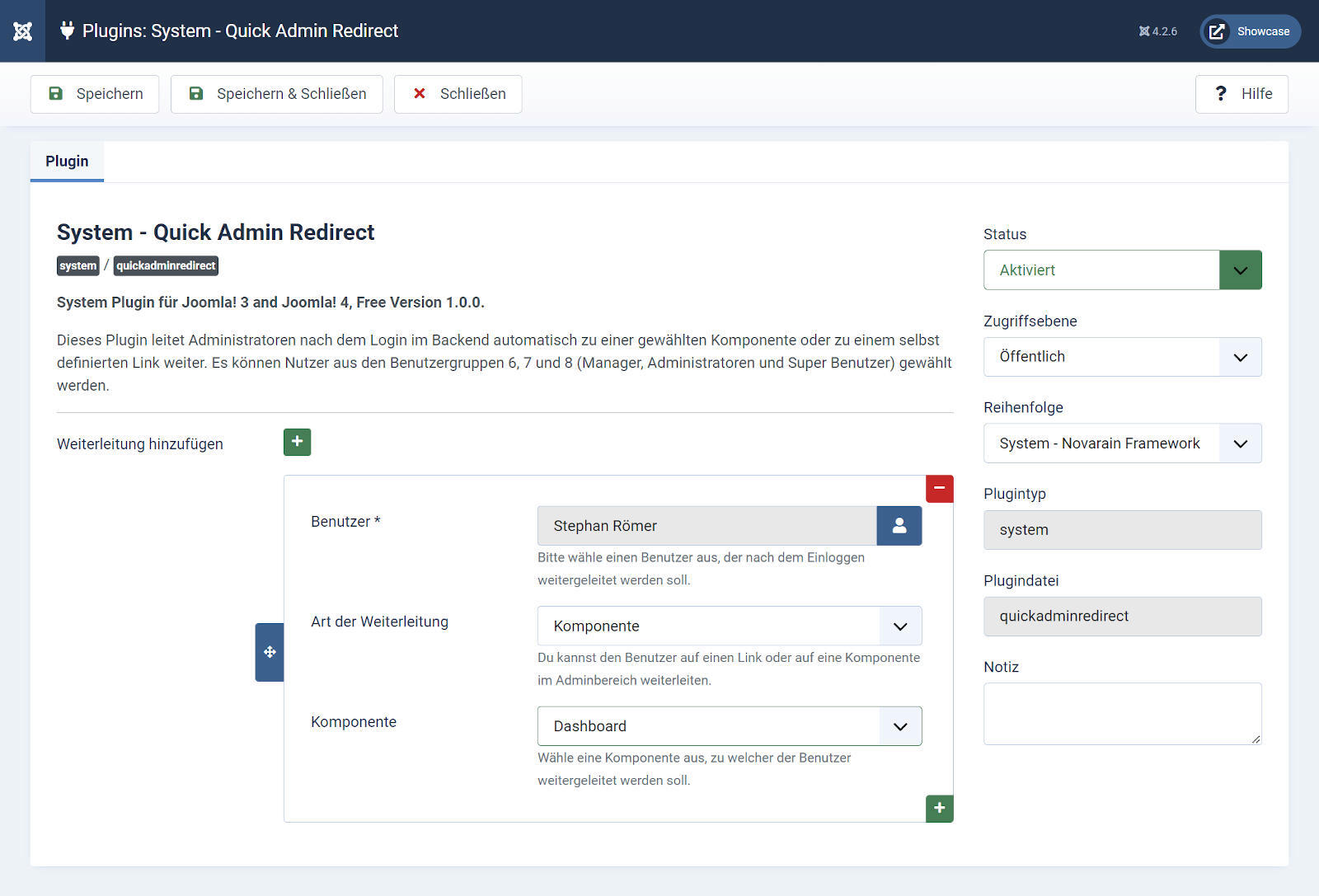 Quick Admin Redirect Plugin