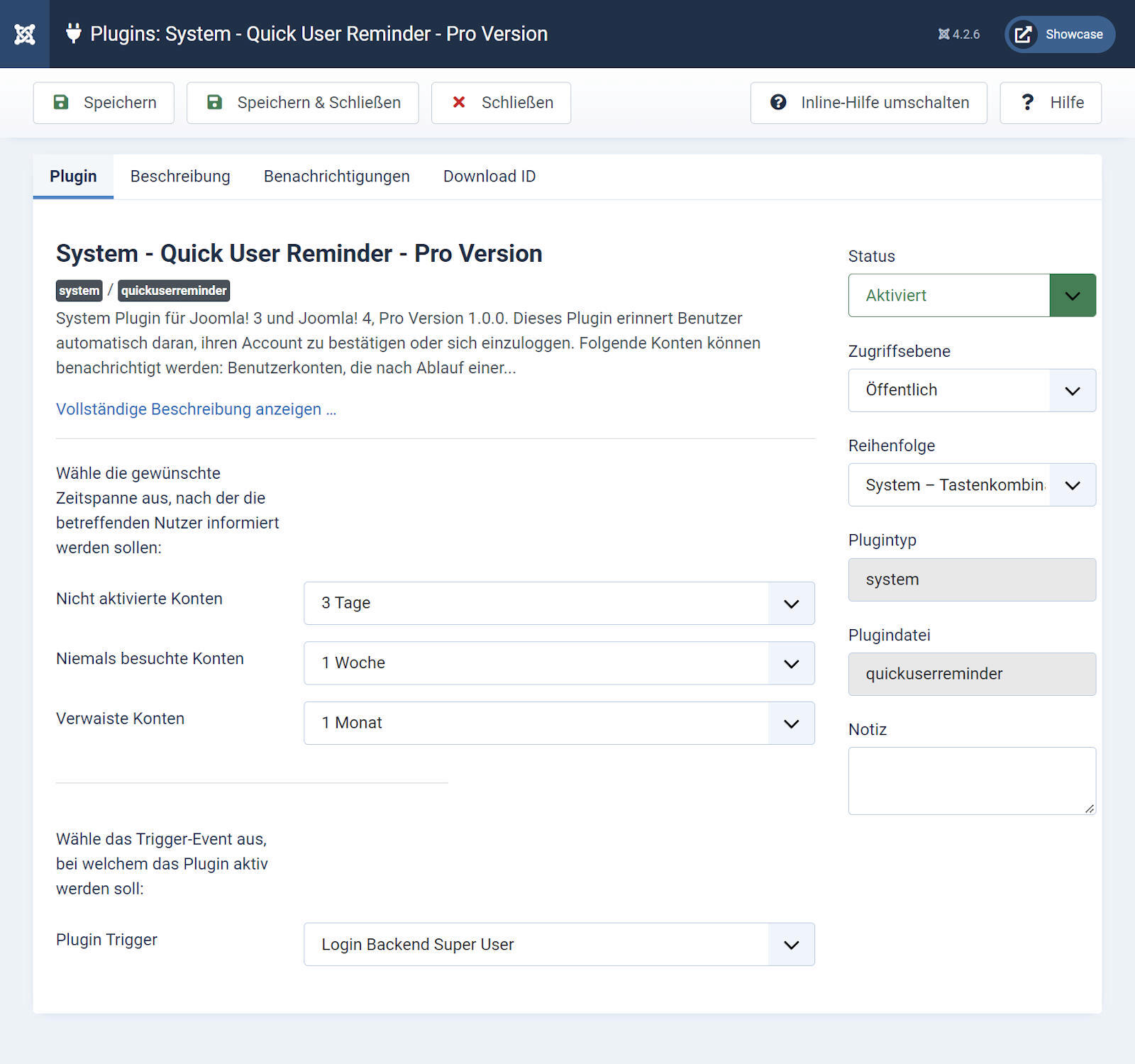 Plugin Einstellungen